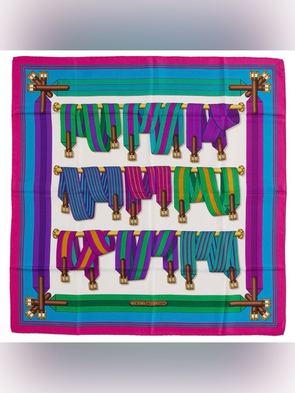 Hermes “Les Sangles” Silk Scarf with COA